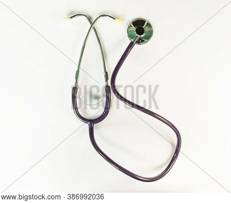 Stethoscope Toold On The Table Top View