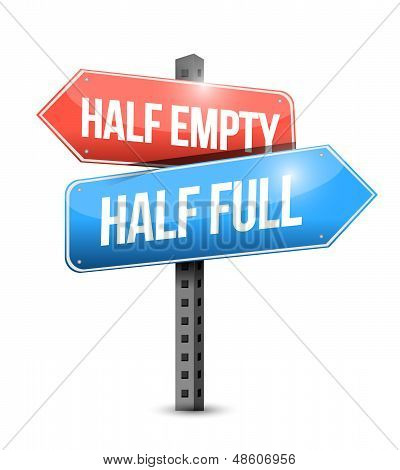 Halb voll, halb leer-Road Sign Illustration