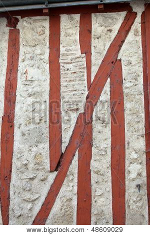 Close up of Wall of old timber framing house