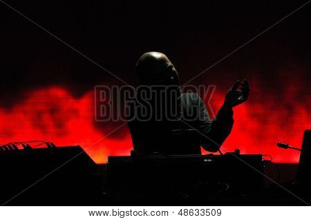 DJ Paul Kalkbrenner from Berlin, Germany performs live on the stage