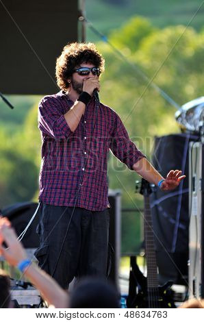 Live rock concert, artist on the stage
