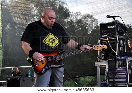 Heavy metal band performs live a rock concert