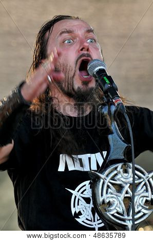Heavy metal band performs live a rock concert