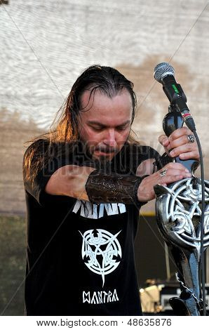 Heavy metal band performs live a rock concert