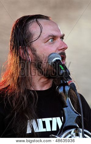Heavy metal band performs live a rock concert