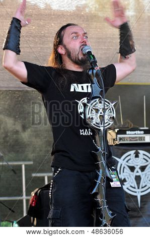 Heavy metal band performs live a rock concert