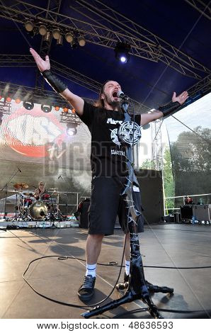 Heavy metal band performs live a rock concert