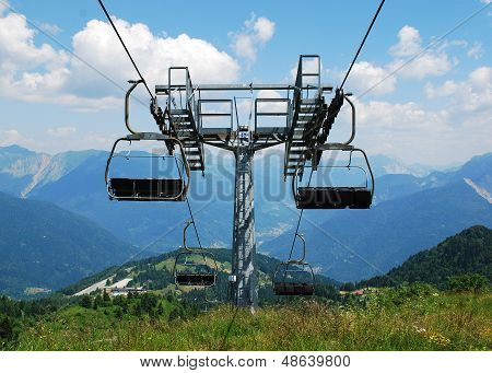 Ski Lift On Monte Zoncolan In Summer
