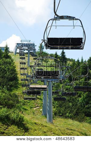Ski Lift On Monte Zoncolan In Summer