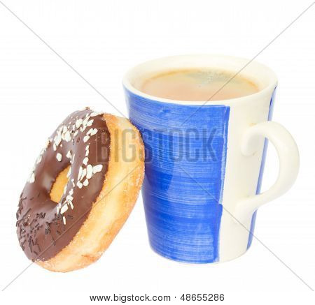 doughnut med kaffe krus