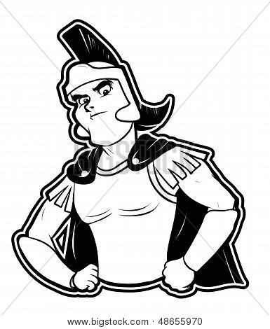 black and white clipart warrior