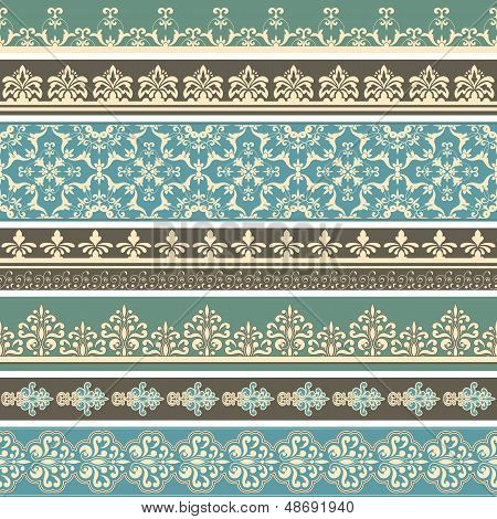 Vektor sömlös blommor blommor Retro gränser