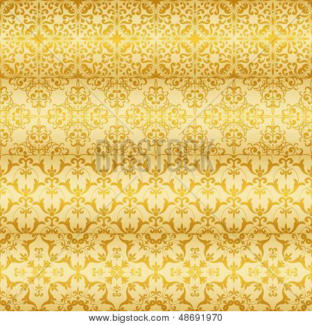 Vector Seamless Golden  Floral Patterns