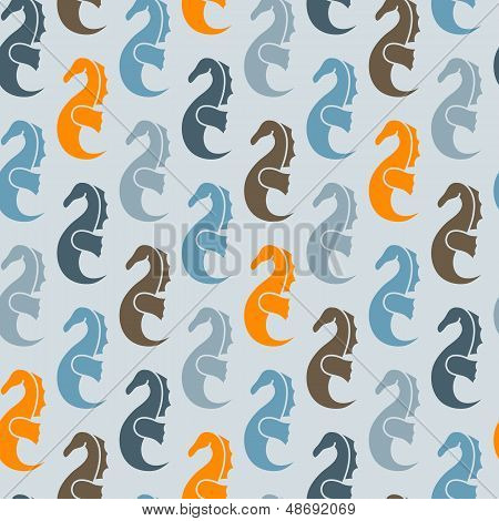 Vector Seamless Pattern With Sea Horses