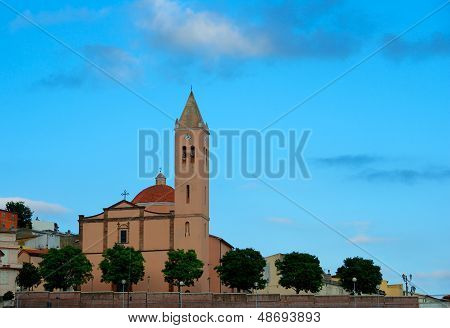 Bolotana village in Sardinia,Italy, St Peter Parish Church in Bolotana,old sardinian village