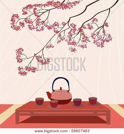 Sakura . Tea ceremony.Menu