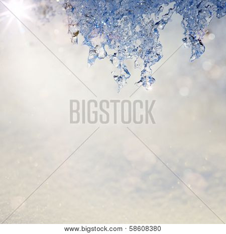 Art Spring Texture Background In The Form Of Melting Snow With A Blue Tinted
