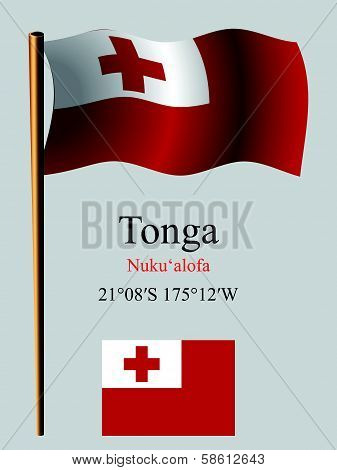 Tonga Wavy Flag And Coordinates