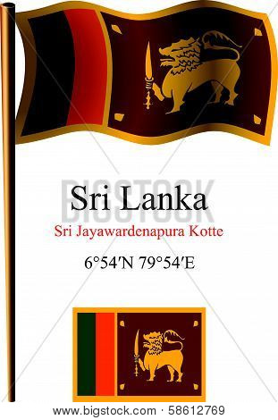 Sri Lanka Wavy Flag And Coordinates