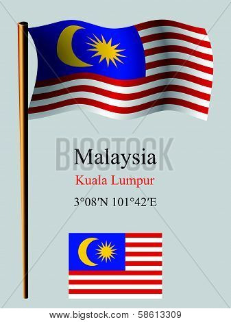 Malaysia Wavy Flag And Coordinates