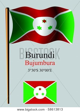Burundi Wavy Flag And Coordinates