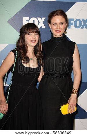Zooey Deschanel and Emily Deschanel at the Fox All-Star Summer 2013 TCA Party, Soho House, West Hollywood, CA 08-01-13