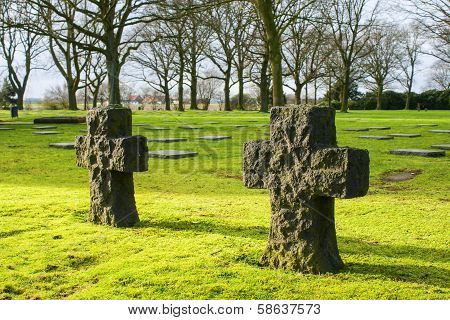 German Cemetery Friedhof In Flanders Fields Menen Belgium