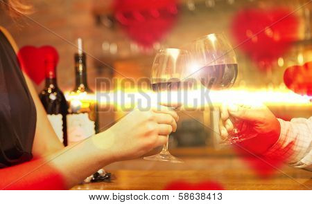 Valentine's Day concept couple having dinner and drinking wine