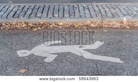Man Crossing Road Symbol.