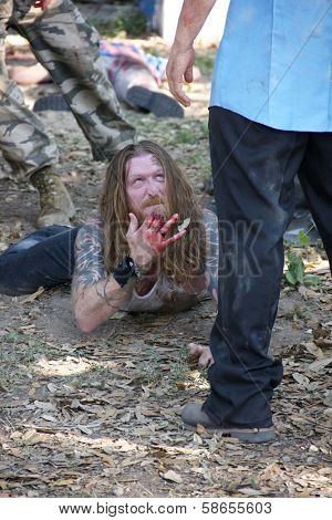 Andy Mackenzie on set of 