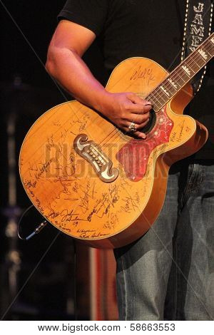 Close-up of Jamey Johnson's guitar at the 7th Annual ACM Honors, Ryman Auditorium, Nashville, TN 09-10-13