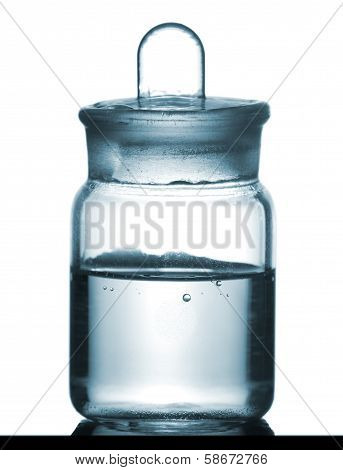 Isolated Chemical Sample Bottle On Table With Solution