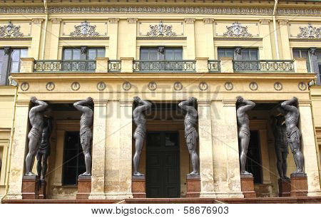 Marble Atlantes, Holding The Roof Of The Hermitage