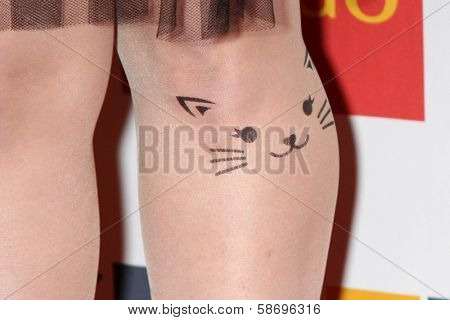 Close-up of Kirsten Vangsness' stockings at the 2013 GLSEN Awards, Beverly Hills Hotel, Beverly Hills, CA 10-18-13