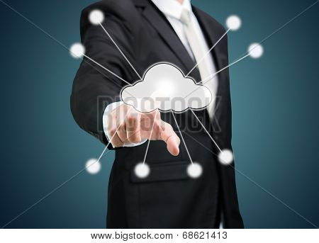 Businessman Hand Touch Cloud Computing Concept