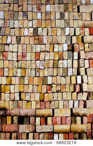 The Background Pile Of Old Bricks