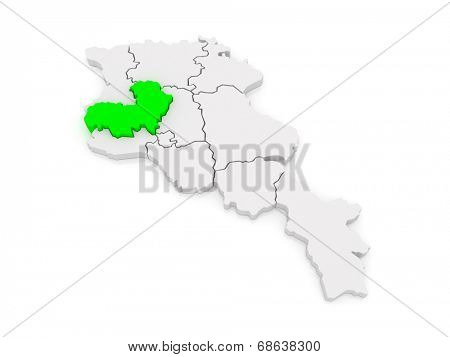 Map of Aragatsotn. Armenia. 3d