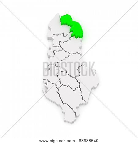 Map of Kukes. Albania. 3d