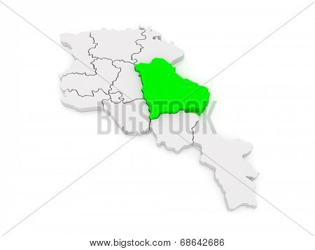Map of Gegharkunik. Armenia. 3d