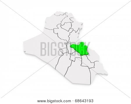 Map of Wasit. Iraq. 3d