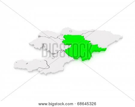 Map of Naryn. Kyrgyzstan. 3d
