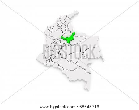 Map of Boyaca. Colombia. 3d
