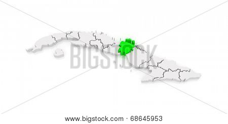 Map of Ciego de Avila. Cuba. 3d