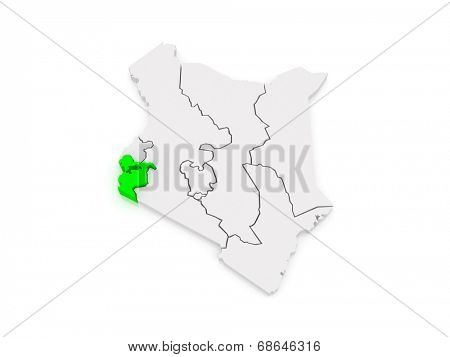 Map of Nyanza. Kenya. 3d