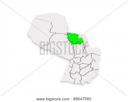 Map of Concepcion. Paraguay. 3d