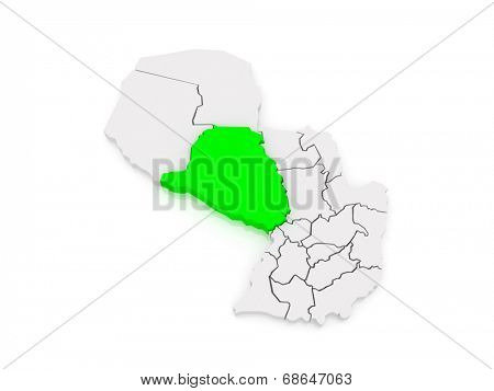 Map of Presidente Hayes. Paraguay. 3d