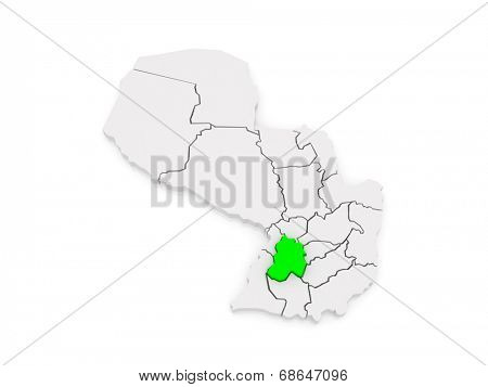 Map of Paraguari. Paraguay. 3d