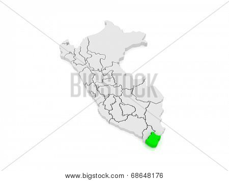 Map of Tacna. Peru. 3d