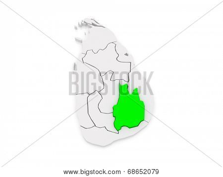 Map of Uva. Sri Lanka. 3d