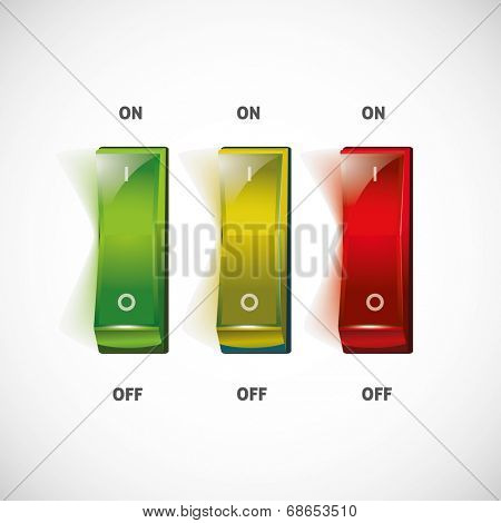 Vector illustration of a switch, with both on and off positions.